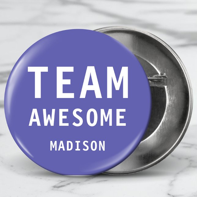 Funny Team Awesome Purple Personalized Name Button (Creator Uploaded)