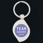 Funny Team Awesome Purple Personalized Name Keychain<br><div class="desc">Funny Team Awesome Purple Personalized Name Keychain features the text "Team Awesome" with your personalized name below on a purple background. Personalize by editing the text in the text box provided. Designed for you by ©Evco Studio www.zazzle.com/store/evcostudio</div>