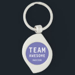 Funny Team Awesome Purple Personalized Name Keychain<br><div class="desc">Funny Team Awesome Purple Personalized Name Keychain features the text "Team Awesome" with your personalized name below on a purple background. Personalize by editing the text in the text box provided. Designed for you by ©Evco Studio www.zazzle.com/store/evcostudio</div>