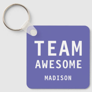 Funny Team Awesome Purple Personalized Name Keychain