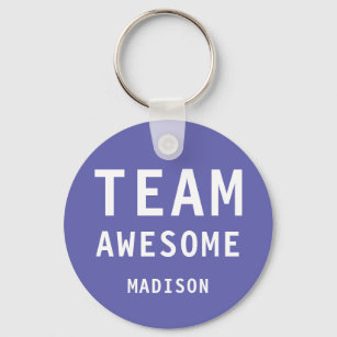 Funny Team Awesome Purple Personalized Name Keychain