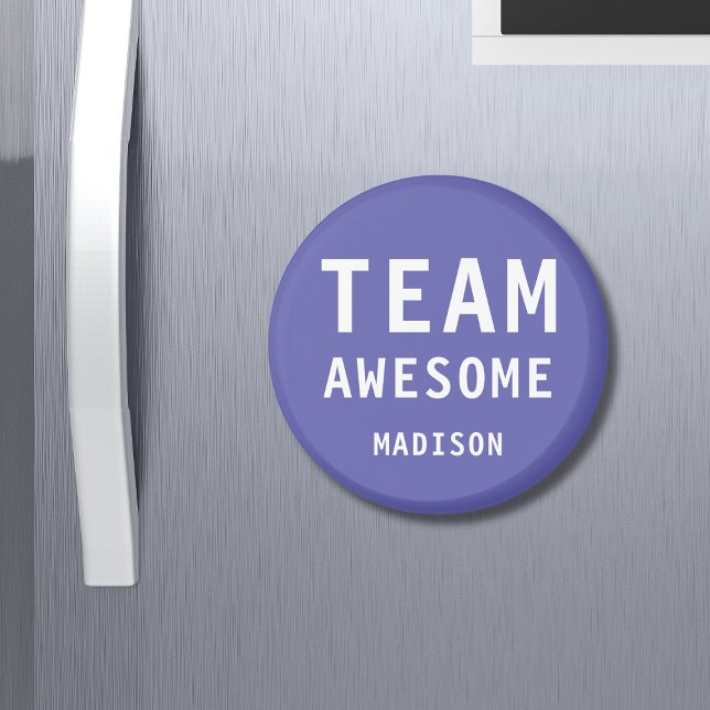 Funny Team Awesome Purple Personalized Name Magnet (Creator Uploaded)