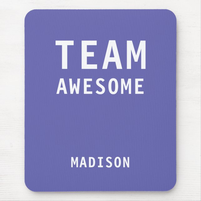 Funny Team Awesome Purple Personalized Name Mouse Pad (Front)