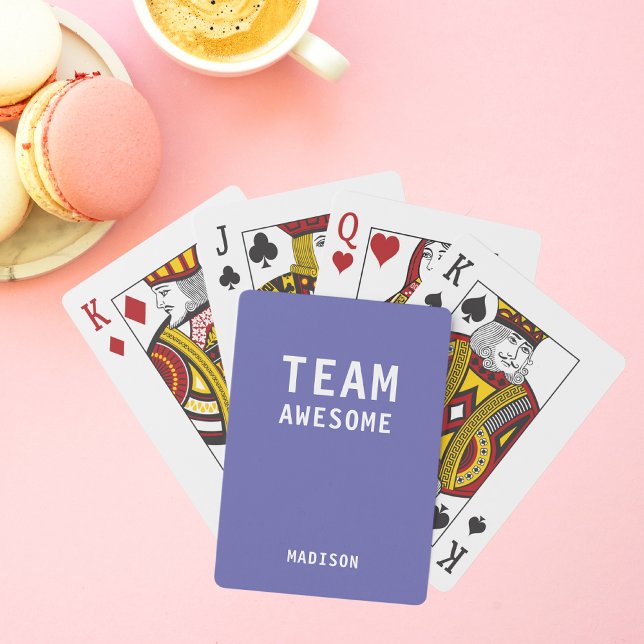 Funny Team Awesome Purple Personalized Name Poker Cards (Creator Uploaded)