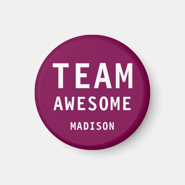 Funny Team Awesome Wine Red Personalized Name Magnet (Front)
