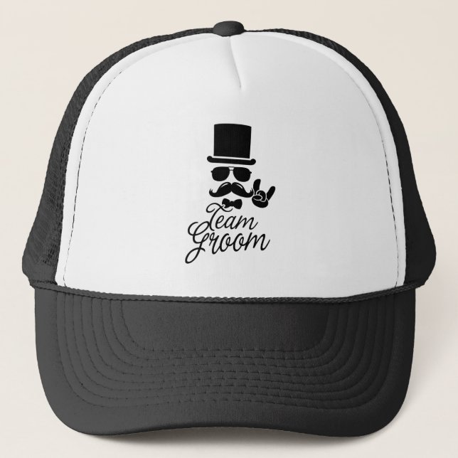Funny Team Groom Gift for Bachelor Party Trucker Hat (Front)
