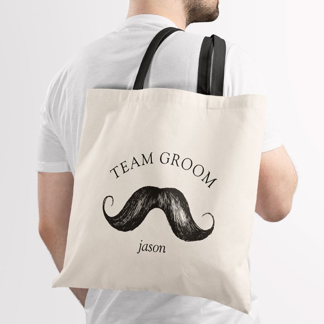 Funny Team Groom Mustache Wedding Tote Bag (Creator Uploaded)