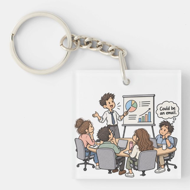 Funny team meeting keychain (Front)