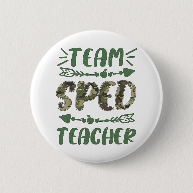 Funny Team Sped Teacher Camo Teacher Student Back  Button (Front)