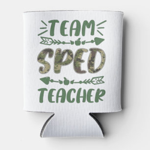 Funny Team Sped Teacher Camo Teacher Student Back Can Cooler