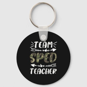 Funny Team Sped Teacher Camo Teacher Student Back  Keychain
