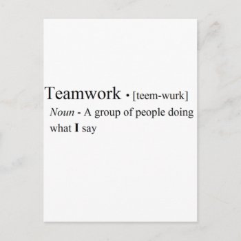Funny Teamwork Products Postcard by willia70 at Zazzle