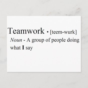 Funny Teamwork Products Postcard by willia70 at Zazzle