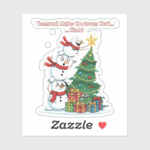 Funny Teamwork Snowman "Kinda Works" Christmas   Sticker