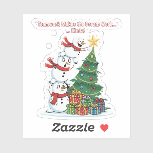 Funny Teamwork Snowman "Kinda Works" Christmas   Sticker (Sheet)