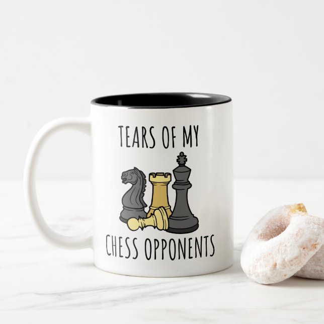 Funny Tears of My Chess Opponents Chess Two-Tone Coffee Mug (With Donut)