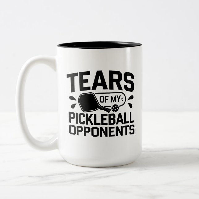 Funny Tears of my Pickleball Opponents Typography  Two-Tone Coffee Mug (Left)