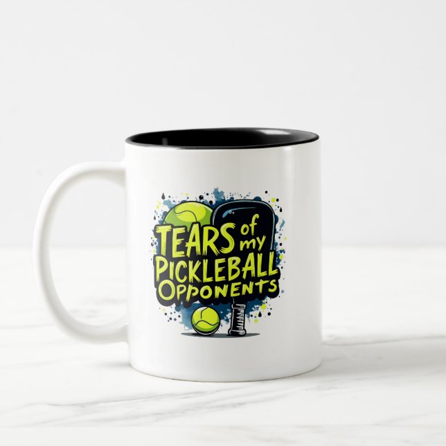 Funny Tears of my Pickleball Opponents Typography  Two-Tone Coffee Mug (Left)
