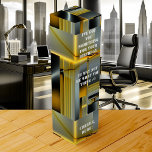 Funny Tech Abstract Art Pattern Wine Gift Box<br><div class="desc">Wine gift box featuring a tech design geometric fractal pattern in gold,  black and grey colors with your custom (funny or other) texts. Nice for his birthday,  retirement,  Father's Day or other celebration.</div>