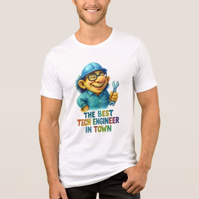 Funny Tech Engineer Troll – Best Engineer in Town Tri-Blend Shirt (Front)