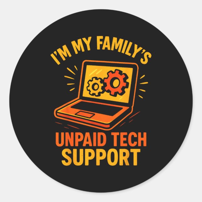 Funny Tech Guy Suprt Computer Geek Nerd Engineer G Classic Round Sticker (Front)