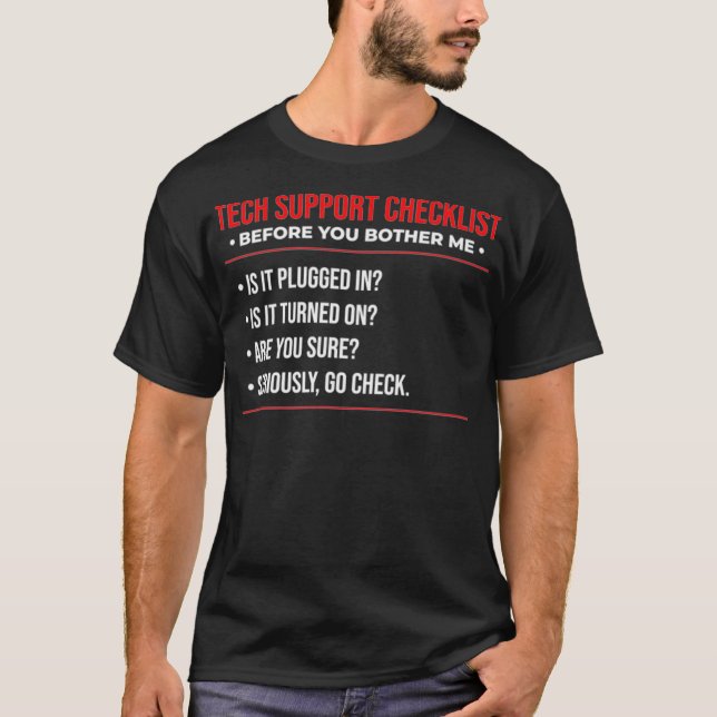 Funny Tech Support Checklist Sysadmin Gift Premium T-Shirt (Front)