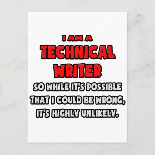 Funny Technical Writer  Highly Unlikely Postcard