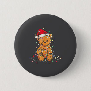 Funny Teddy Bear Christmas Graphics Lights Lover  Button
