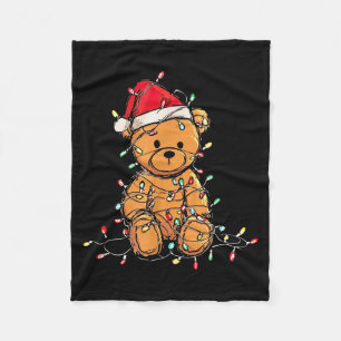 Funny Teddy Bear Christmas Graphics Lights Lover Fleece Blanket