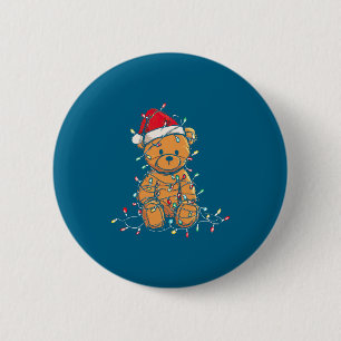 Funny Teddy Bear Christmas Graphics Lights Lover L Button