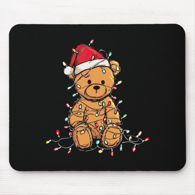 Funny Teddy Bear Christmas Graphics Lights Lover L Mouse Pad (Front)