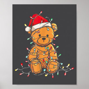Funny Teddy Bear Christmas Graphics Lights Lover  Poster