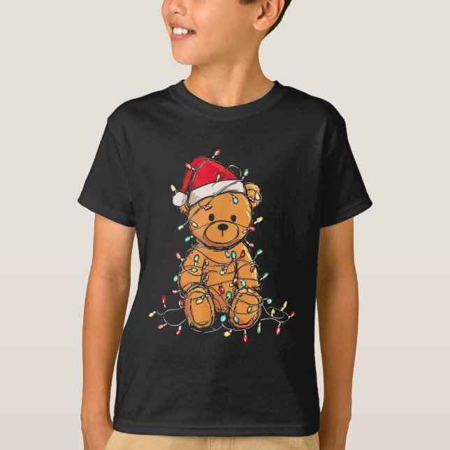 Funny Teddy Bear Christmas Graphics Lights Lover  T-Shirt (Front)