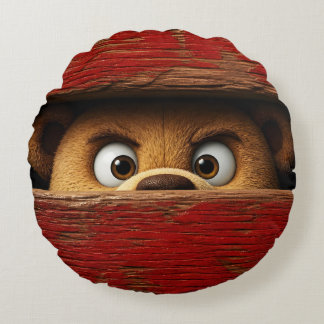Funny teddy bear  round pillow