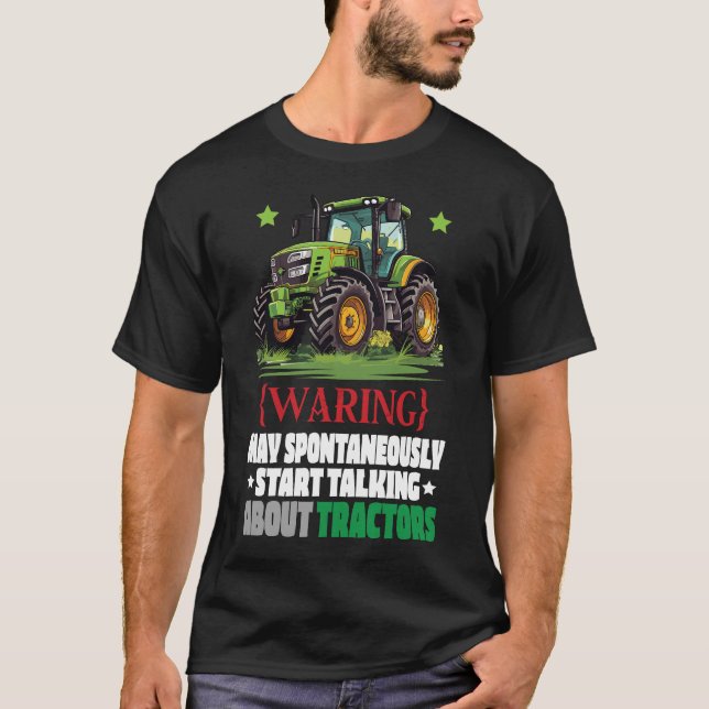 Funny Tee and green tractor_ farmer loves farming (Front)