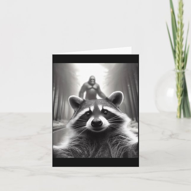Funny Tee Ed Raccoon Selfie Bigfoot Gift Mens Wome Card (Front)