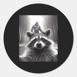 Funny Tee Ed Raccoon Selfie Bigfoot Gift Mens Wome Classic Round Sticker