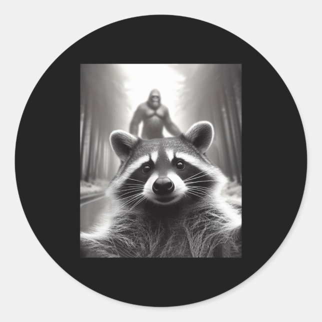 Funny Tee Ed Raccoon Selfie Bigfoot Gift Mens Wome Classic Round Sticker (Front)