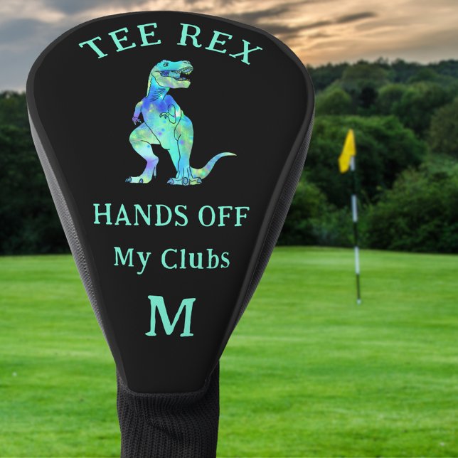 Funny Tee Rex Golfing Joke Personalized  Golf Head Cover (Funny golfing joke Tee Rex dinosaur personalized monogram golf head cover)