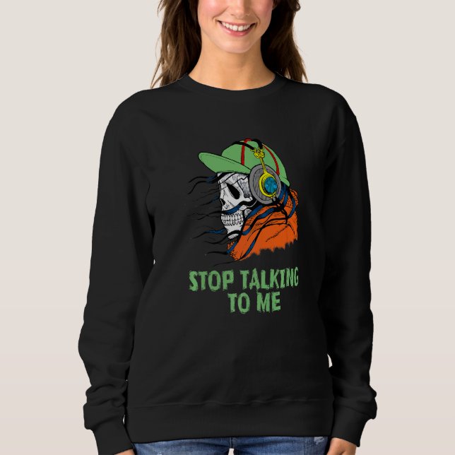 Funny Teen Boy Shirt Stop Talking To Me Headphones (Front)