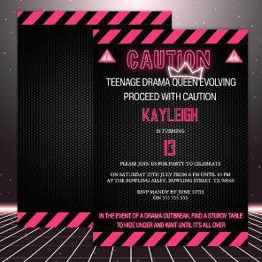 Funny Teen Drama Queen Birthday Party Invitation
