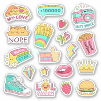 Funny Teen Girl Stuff Cute Colorful Cartoon Sticker