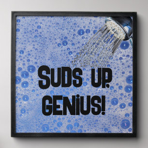 Funny teenage boy bathroom decor Suds up, genius! Peel And Stick Photo Tile