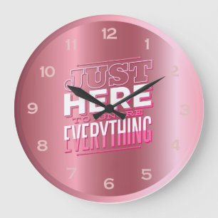 Funny Teenager Quote Girls Rose Gold Pink Bedroom Large Clock