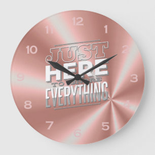 Funny Teenager Quote Girls Rose Gold Pink Bedroom Large Clock