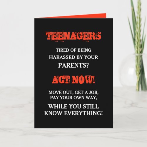 Funny Teenager  Teens Birthday Card