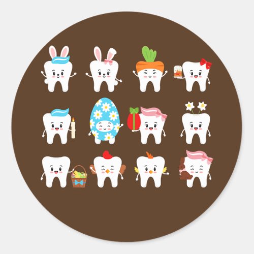 Funny Teeth Bunny Easter Day Bunny Dentist Dental Classic Round Sticker