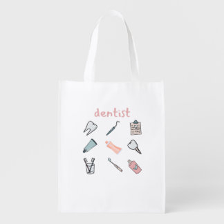 Funny teeth - Cute tooth art - Dentist Grocery Bag