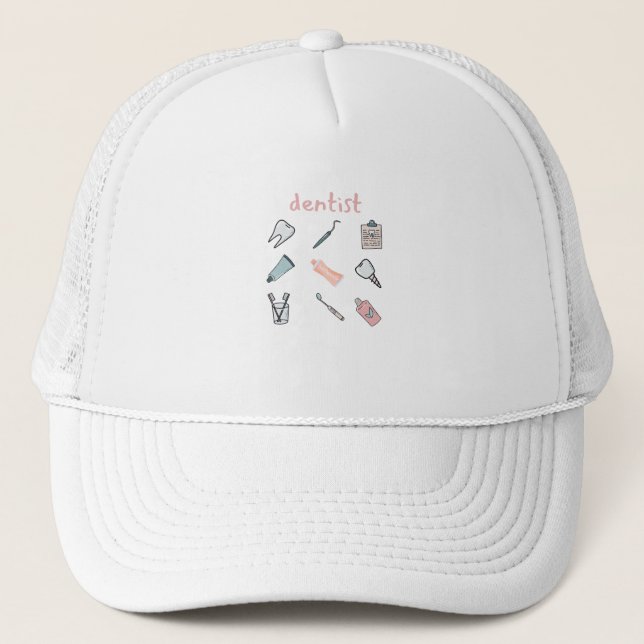 Funny teeth - Cute tooth art - Dentist Trucker Hat (Front)