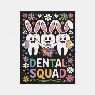Funny Teeth Dental Squad Dentist Happy Easter Day  Fleece Blanket